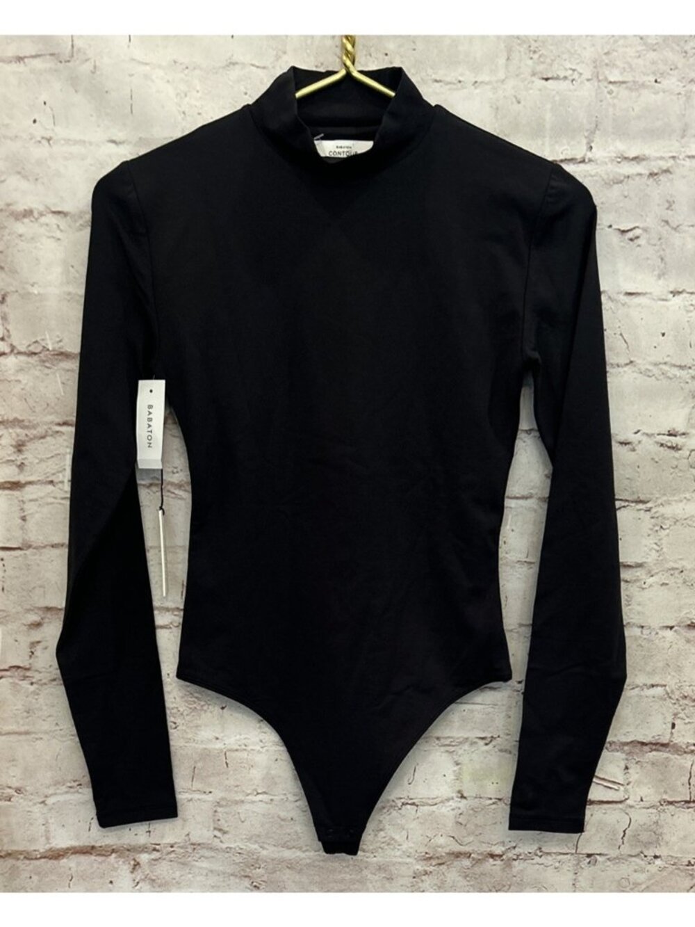 Babaton Contour Mockneck Long Sleeve Bodysuit Thong Black Size Small NEW NWT